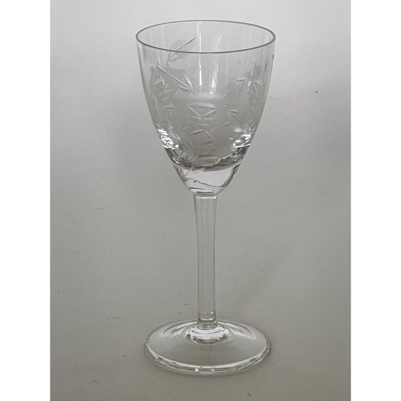 Vintage Etched Floral Crystal Sherry Cordial Glass 5.25" tall x 2.25" Set of 3 - Picture 11 of 15